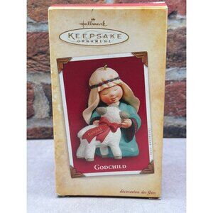 Hallmark 2004 Keepsake Ornament Godchild Holiday Memory Shepard with Sheep
